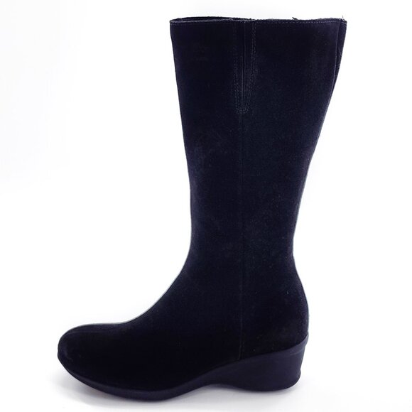LA CANADIENNE Waterproof Suede Mid-Calf Boots Black - Picture 3 of 6